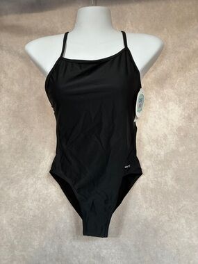 Black Women's One-Piece Swimsuit with Thin Straps